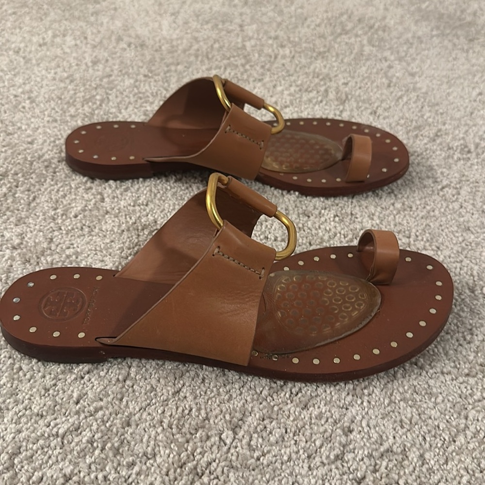 Tory Burch sandals slides leather brass - Picture 4 of 7